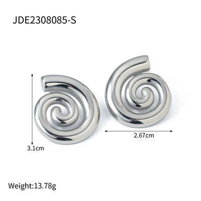 Youthway Stainless Steel Glossy Spiral Hollow Hoop Earrings 18K Gold Plated Exquisite Women's Accessories Jewelry Gift