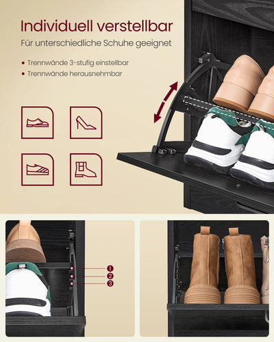 Shoe Cabinet 4 Flaps Shoe Tipper shoe rack Shoe storage Adjustable Partition Wall for 16-28 Pairs shoes Hallway