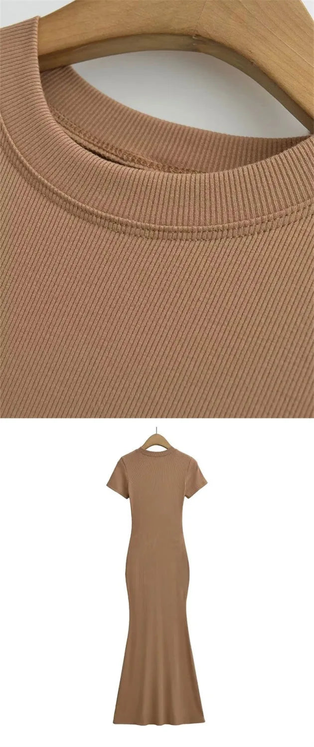 Women's Sexy Slim Fishtail Dresses Temperament Long Dress Short-sleeved Pure Desire To Show Figure Tight Beautiful Hip Skirt