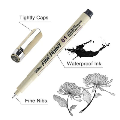 1Pcs Micron Ink Marker Pen Sketch Stationery Set Hook Line Sketching Needle Pen 12 Tips Art Supplies Drawing Pen