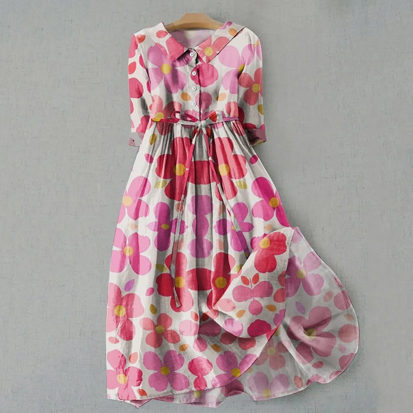 Women Korean Style Dresses Lace Up High Waist Shirt Midi Dress Summer Half Sleeve Trendy A Line Dress Streetwear Y2k Clothing
