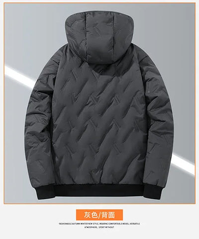 2024 Winter Fashion Sports Plus Fleece Thick Warm Jacket Men's Casual Loose Comfortable Plus Size Hooded Cotton-Padded Jacket