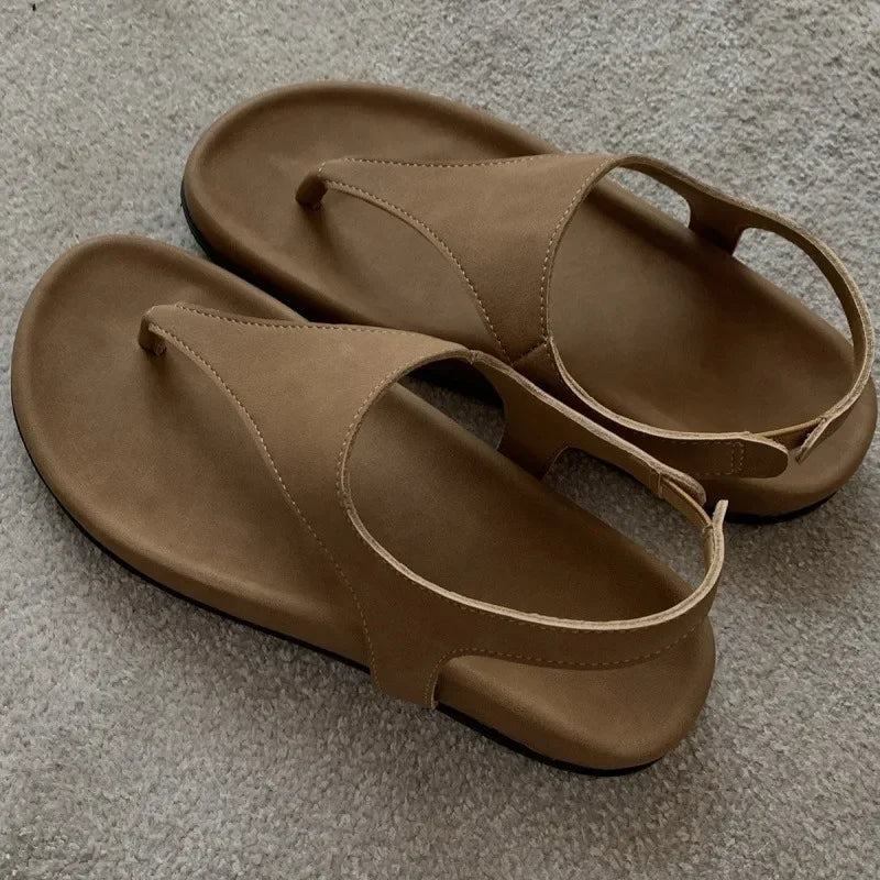 Flat with Slip-on Casual Modern Sandals Low Heel Solid 2025 High Quality Ladies Shoes Back Strap Roman Women's Sandals