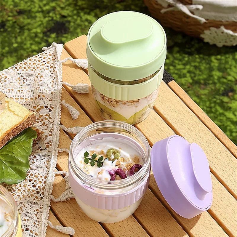 Breakfast Cup Oat Cup Nut Yogurt Salad Cup Container Set Sealed Portable Fitness School Lunch Box Food Storage Cup Bento Box New