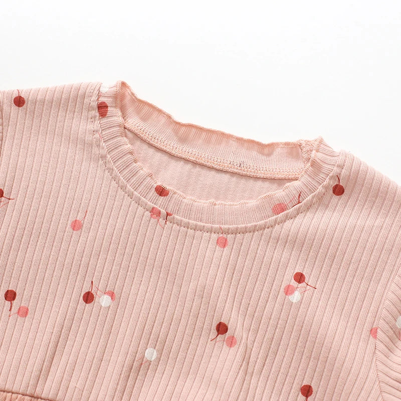 Little maven Pink Clothes for Baby Girls Tops Child Autumn Kids Children's Clothing outfits Cotton Cartoon Dress +Pants Sets