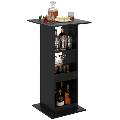 WOLTU 1PC Bar Table Bistro Square Counter Table with 3 Shelves Side Cabinet Drink Stand for Pub Kitchen Dining Room Living Room