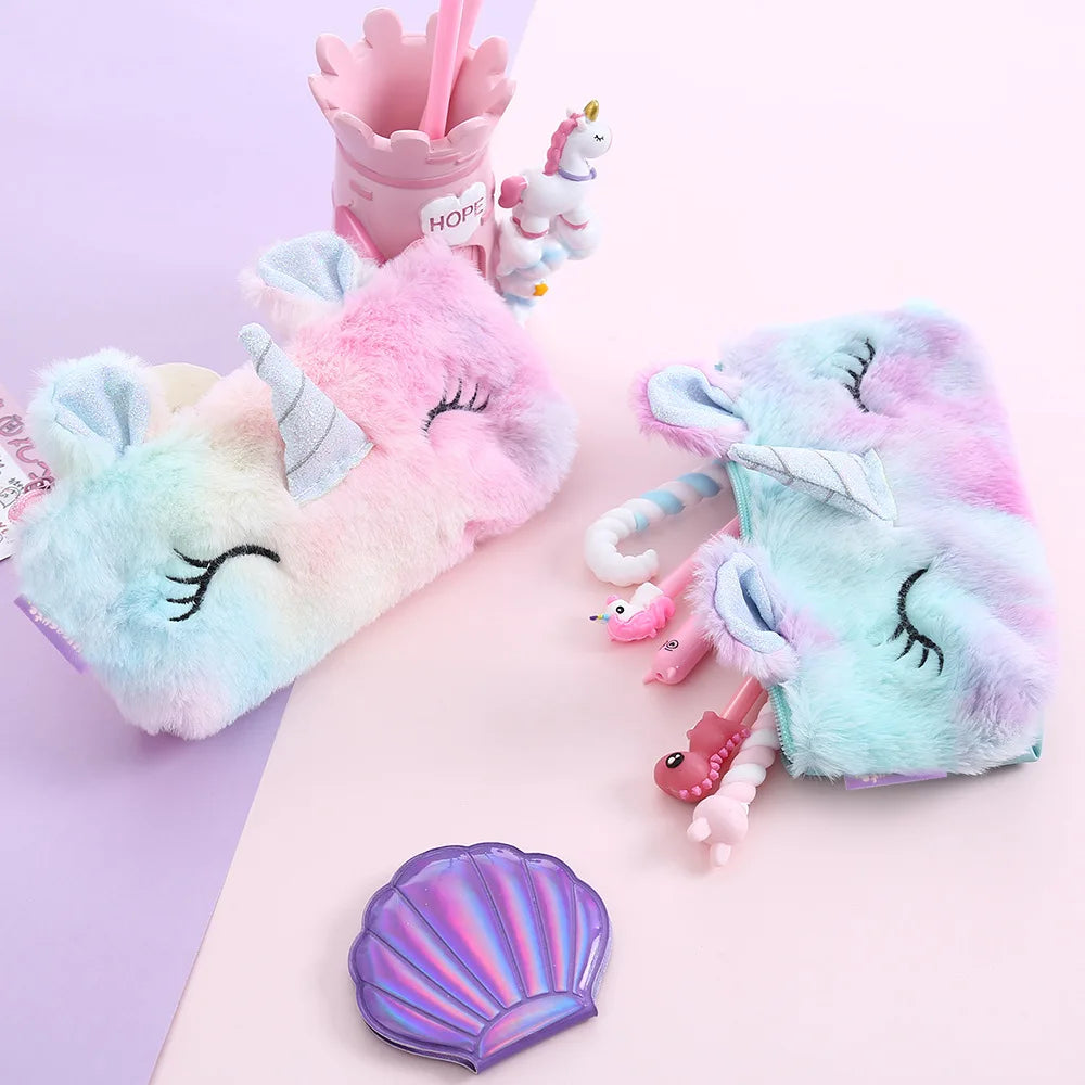 Plush Unicorn Cute Pencil Case Licorne Kawaii Girls Estuche Para Lpices for Trousse Astuccio Canvas Scolaire School Cartuchera