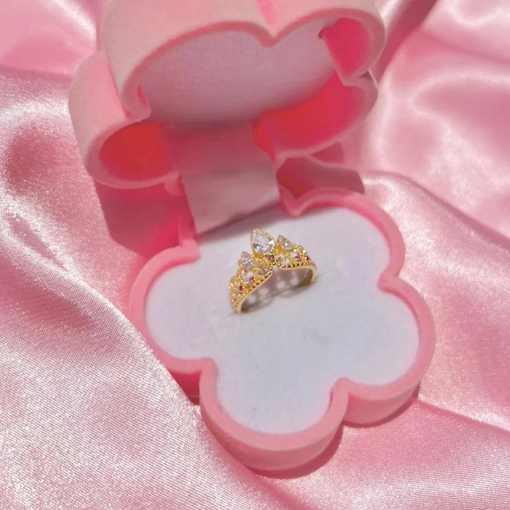 Rapunzel Crown Rings,School Blair Crown Ring,Princess Charm Jewelry,Woman Girl Wedding Party Accessories,Adjustable Rings Gifts