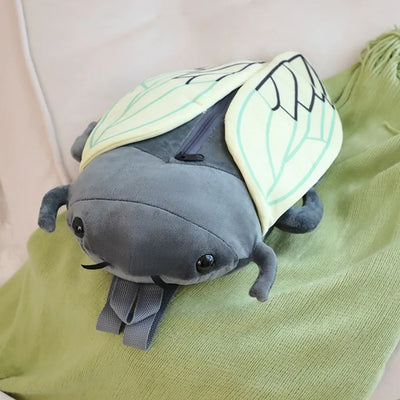 Cicada Plush Backpack Kid School Bag Cute Lifelike Insect Plushie Doll Cartoon Beetle Bag Soft Animal Plush Toy Birthday Gift