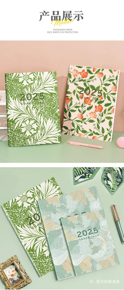 Portable 2025 Monthly Notes Notebook, A4/A5 Size 24 Sheets Annual Calendar Planner for School Travel Business Work Home Writing
