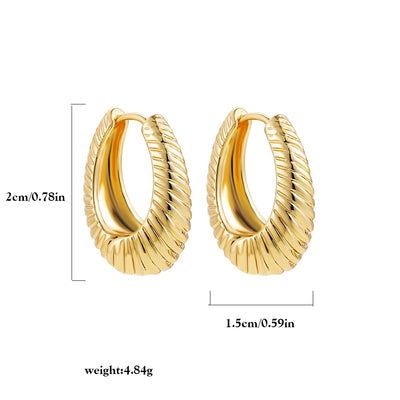 Punk Gold Color Twist Round Piercing Hoop Earrings Female Luxury CZ Crystal Geometric Ear Buckle Huggie Earrings Women Jewelry