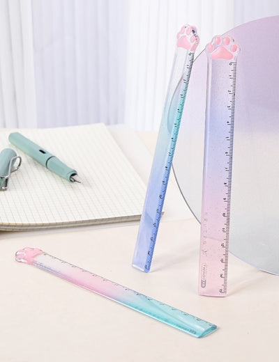 15cm Cat Claw Ruler Gradient Color Clear Scale Straight Measuring Rule Bookmark Stationery Office School A7588