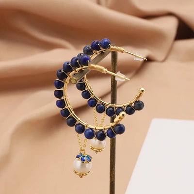 925 Sterling Silver Colorful Tassel Fresh Water Pearl Hoop Earrings Original Design Handmade Womans Luxe Jewelry GE0904