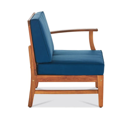 PERLA 3 SEATER SOFA AND TABLE SET BLUE