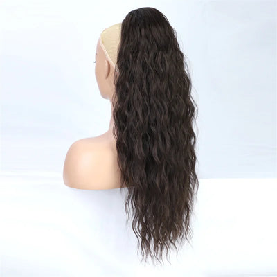 Curly Wavy Drawstring Ponytail Extension Long Clip In Ponytail Hair Extensions for Black Women Blonde Synthetic Fake Hairpieces