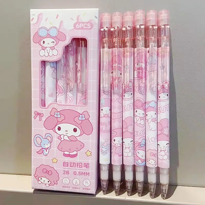 6Pcs/Set Cute Mechanical Pencils 0.5mm 2B Capybara Cartoon Auto Pencil with Eraser for Kids Students School Writing Supplies