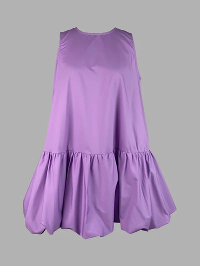 Krisstargirl Womens Summer Bubble Mini Dress 2025 High Waisted Sleeveless Flare Skirt Cotton Short Casual Dresses for Woman