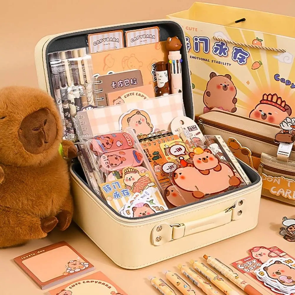 Large Capacity Gift Box Capybara Stationery Set Pencil Case Abundant Back-to-school Gift Kit Cute School Supplies for Students