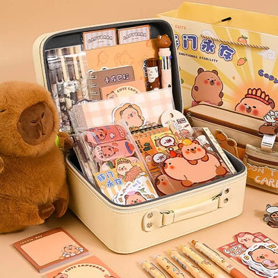 Large Capacity Gift Box Capybara Stationery Set Pencil Case Abundant Back-to-school Gift Kit Cute School Supplies for Students