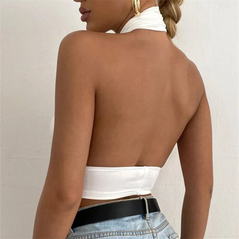 Cross Neck Halter Crop Top