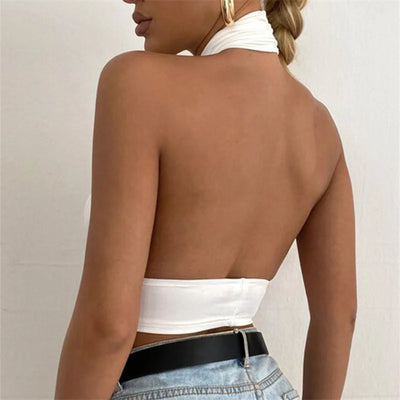 Cross Neck Halter Crop Top