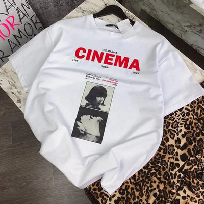 Y2K Women's Tshirt Top Cotton Portrait Letter Printed T-shirt Round Neck Short Sleeve Summer Luxury Brand Fashion Street Tees