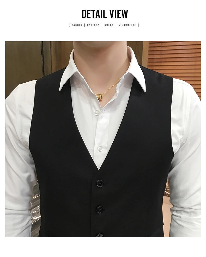 M-5XL Plus Size Men's Slim Fit Mens Suit Vest Casual Suit Vest Man Formal Businss Vests Male Waistcoat Gilet Homme XXXXXL