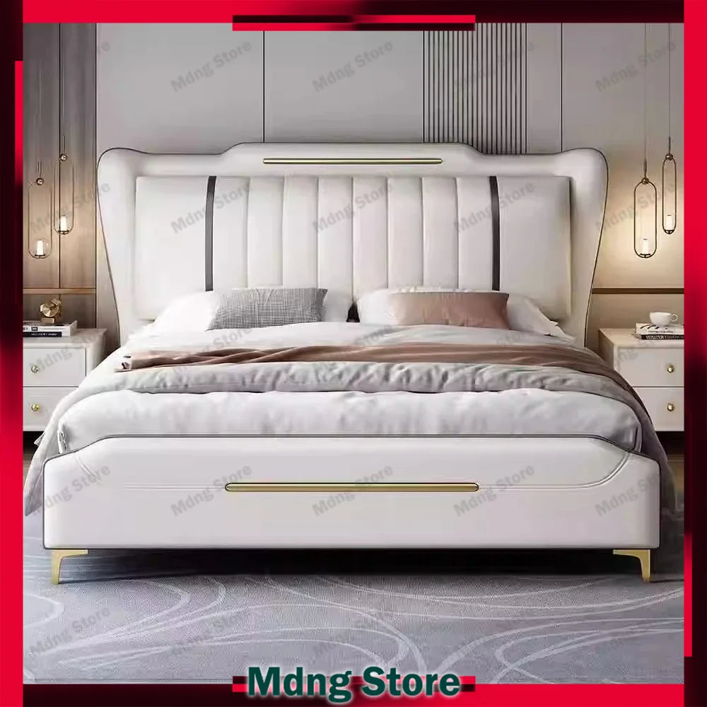 Waterproof Bedroom Bed Aesthetic Modern Lounge French Beds Upholstery Nightstands Meuble De Chambre Furniture Decoration