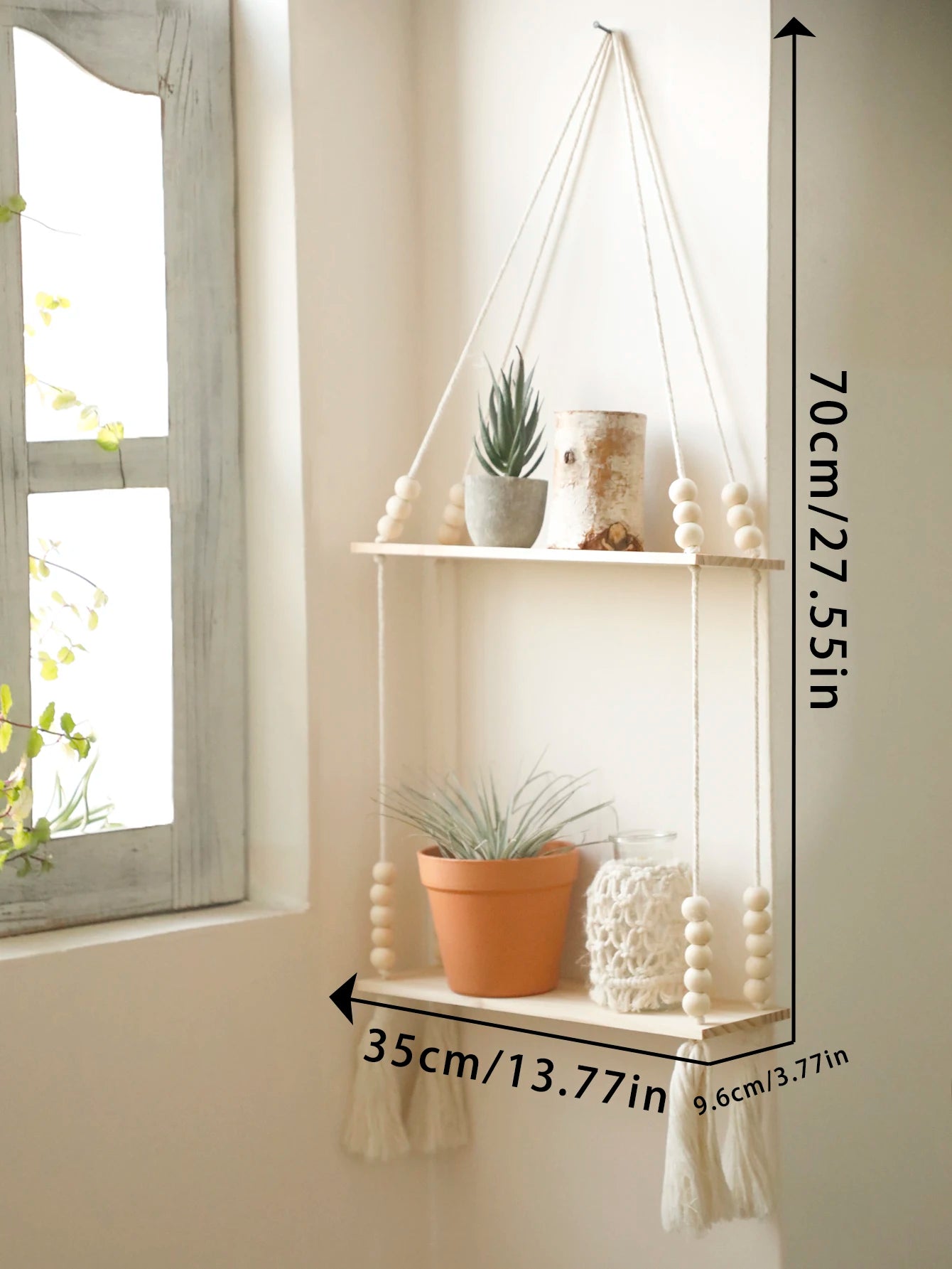 Wooden Storage Rack Wall Hanging Shelves Plant Floating Wall Shelf Rustic Wood Shelves Bedroom Living Room Home Decorations Gift