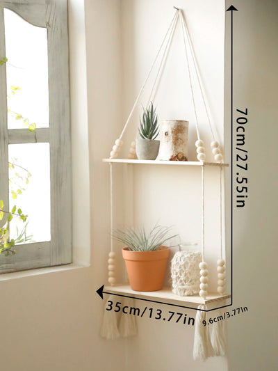 Wooden Storage Rack Wall Hanging Shelves Plant Floating Wall Shelf Rustic Wood Shelves Bedroom Living Room Home Decorations Gift