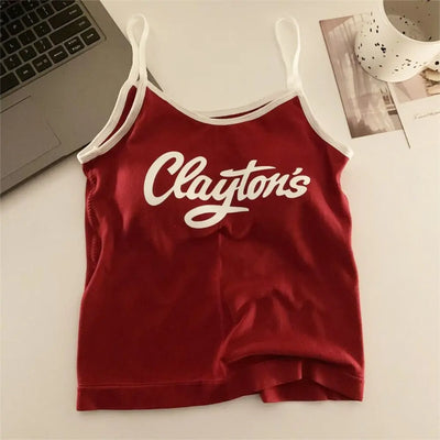 All-Match with Pads Letter Printed Tank Top