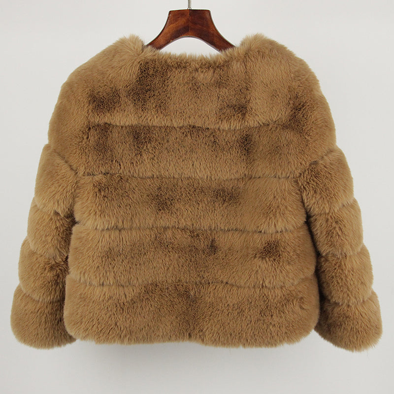2023 Faux Fur Coat New Luxury Brand Winter Jacket Women Elegant Thick Warm Outerwear Streetwear Fake Fox Rabbit Fur Fashion
