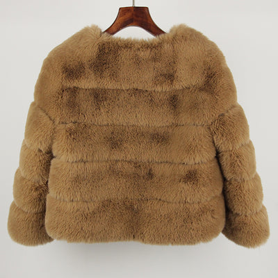 2023 Faux Fur Coat New Luxury Brand Winter Jacket Women Elegant Thick Warm Outerwear Streetwear Fake Fox Rabbit Fur Fashion