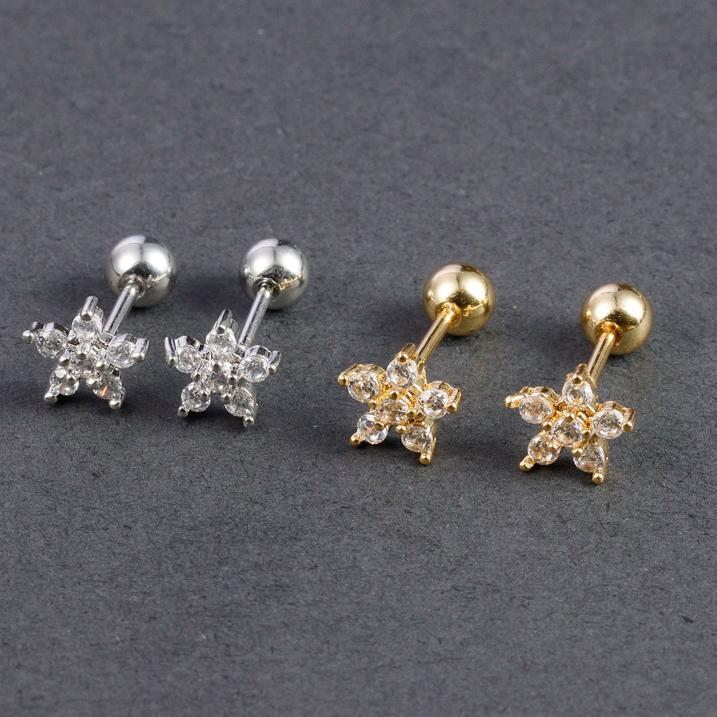 Fashion Multicolor Zircon Crystal Small Hoop Earrings Women Stainless Steel Flower Square Cartilage Earring Piercing Jewelry