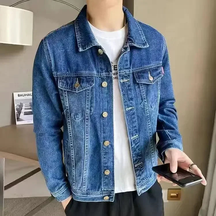 Jeans Coat for Men Black Autumn Denim Jackets Man High Quality Winter 2024 Low Cost Joker Fashion Large Size Menswear New in Y2k