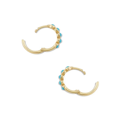 ROXI Natural Turquoise Stone Hoop Earrings For Women Small Circle Body Piercing Girl 925 Sterling Silver Stud Earring Jewelry