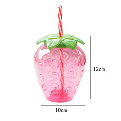 1Set Practical Juice Drinking Cup Lightweight Leak Proof Water Bottle 500ML Capacity PP Strawberry Straw Cup Kitchen Accessories