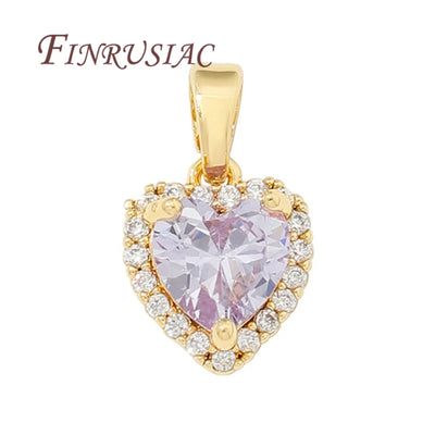 18K Real Gold Plated Purple Zircon Crystal Pendants For Necklace,Fancy Charms For Jewelry Making Supplies DIY Accessories