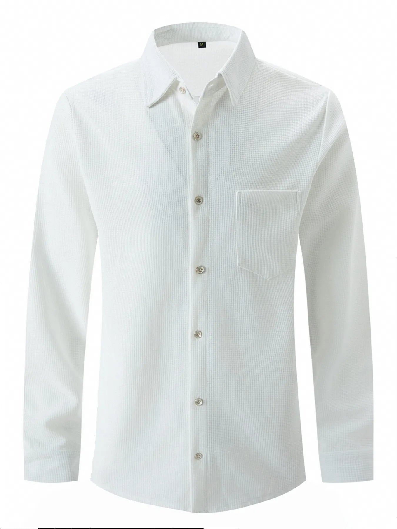 2025 Spring and autumn new men's daily casual waffle cardigan long-sleeved shirt two pants suit
