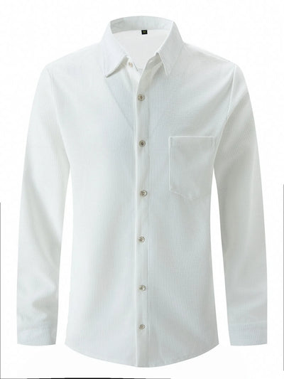 2025 Spring and autumn new men's daily casual waffle cardigan long-sleeved shirt two pants suit