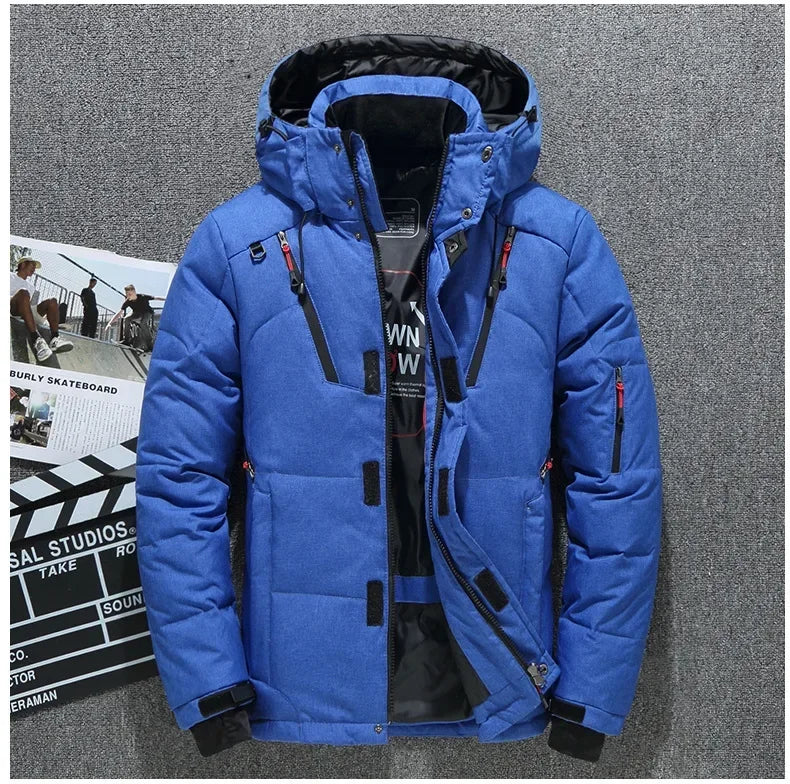 Men's Winter Parkas Hood Thick Warm Waterproof Jackets New Top Male Winter Jacket White Duck Down Parka Casual Goose Feather