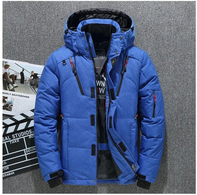 Men's Winter Parkas Hood Thick Warm Waterproof Jackets New Top Male Winter Jacket White Duck Down Parka Casual Goose Feather
