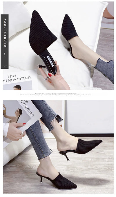 Comemore 2025 New Women's Summer Mules Fashion Female Flipflop Yellow Office Slippers Flat Sandals Women Spring Slides Shoes 43