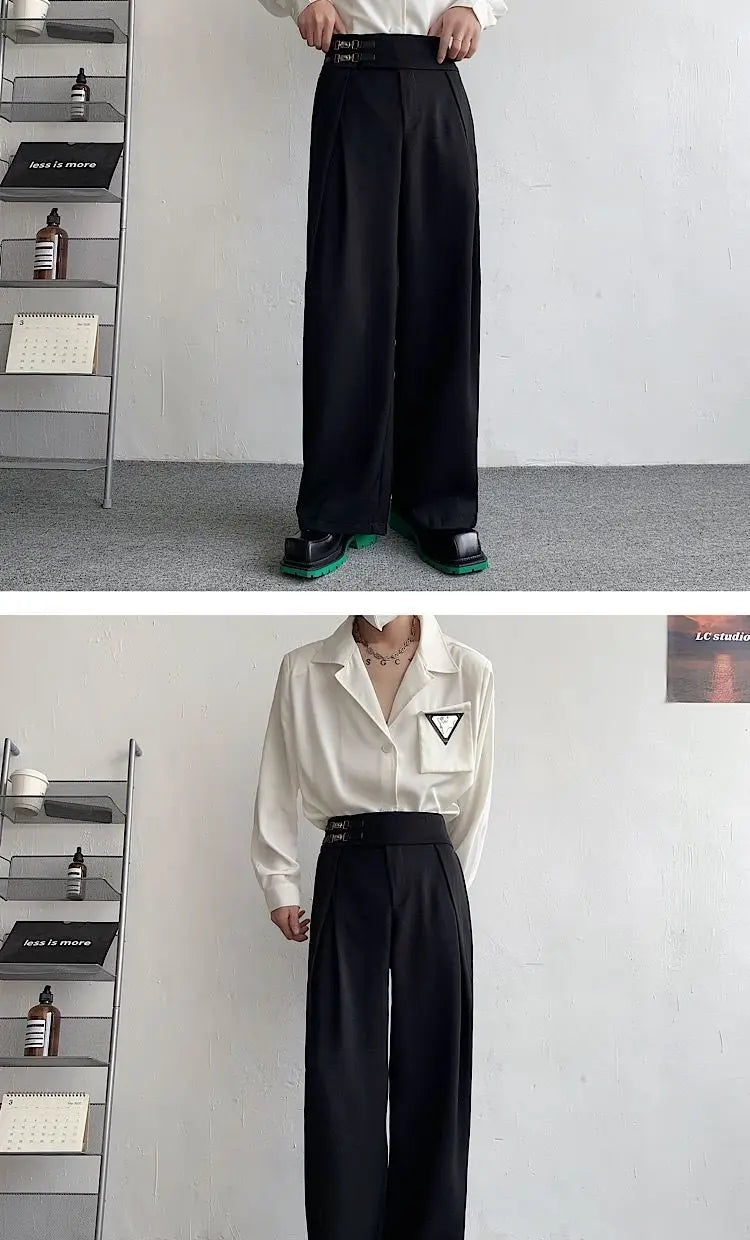 Black Suit Pants Men Oversized Fashion Social Mens Dress Pants Korean Loose Straight Wide Leg Pants Mens Office Formal Trousers