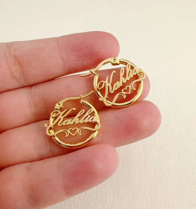 Custom Heart Name Hoop Earrings For Women Girl Jewelry Personalized Stainless Steel 70MM Nameplate Earrings Best Friends Gifts