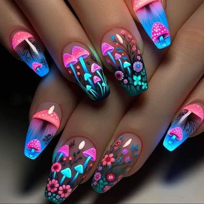 24pcs Square Stick-on Nails Set Goldfish Nail Tips Cheap Nail Seal Summer Beautiful false Nails Wholesale Holiday Press on Nails