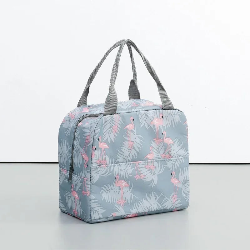 Functional Pattern Cooler Lunch Box Portable Insulated Canvas Lunch Bag Thermal Food Picnic Lunch Bags For Women Kids