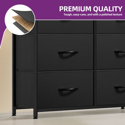 8-Drawer Fabric Dresser - Wood Top Storage Unit for Bedroom, Living Room, Kids Room