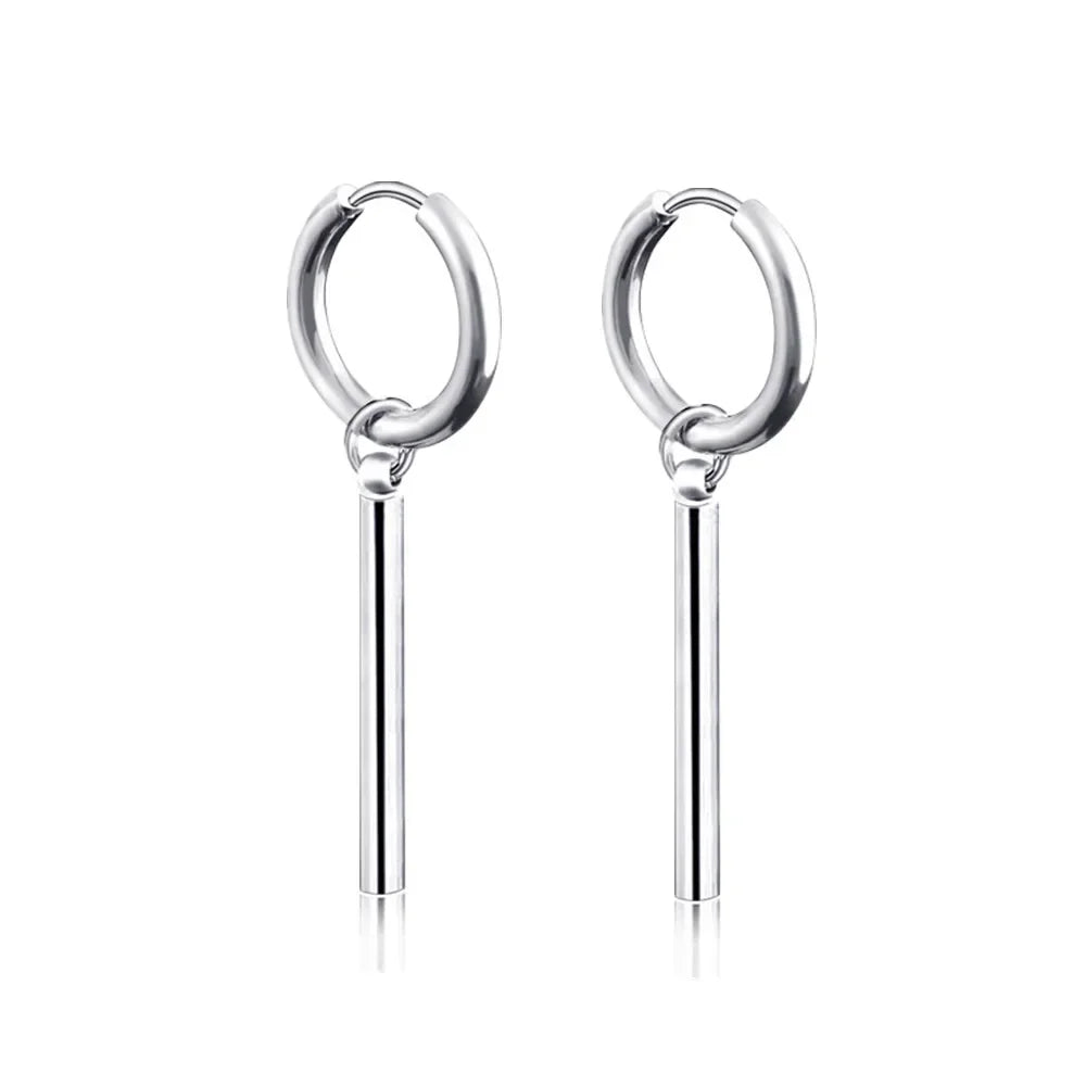 New Punk Stainless Steel Chain Hoop Earrings For Women Men 2023 Trendy Goth Pop Hip Hop Pendants Ear Jewelry Accessories Earring