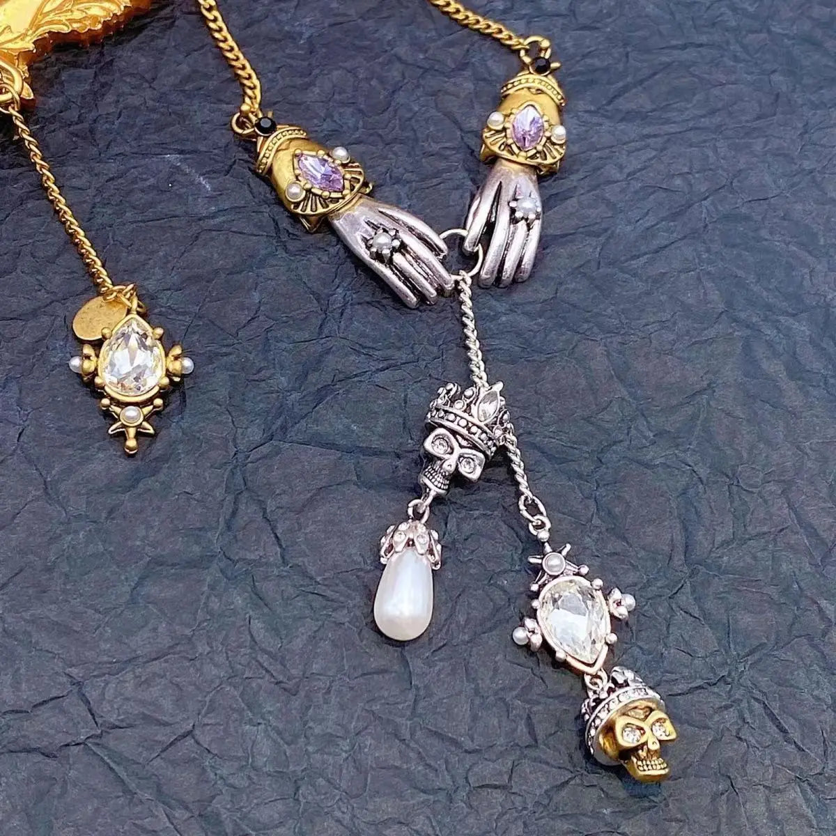 2023 New Skull Earrings Necklace Set Alloy Punk Gothic Style Men's And Women's Jewelry Party Gift